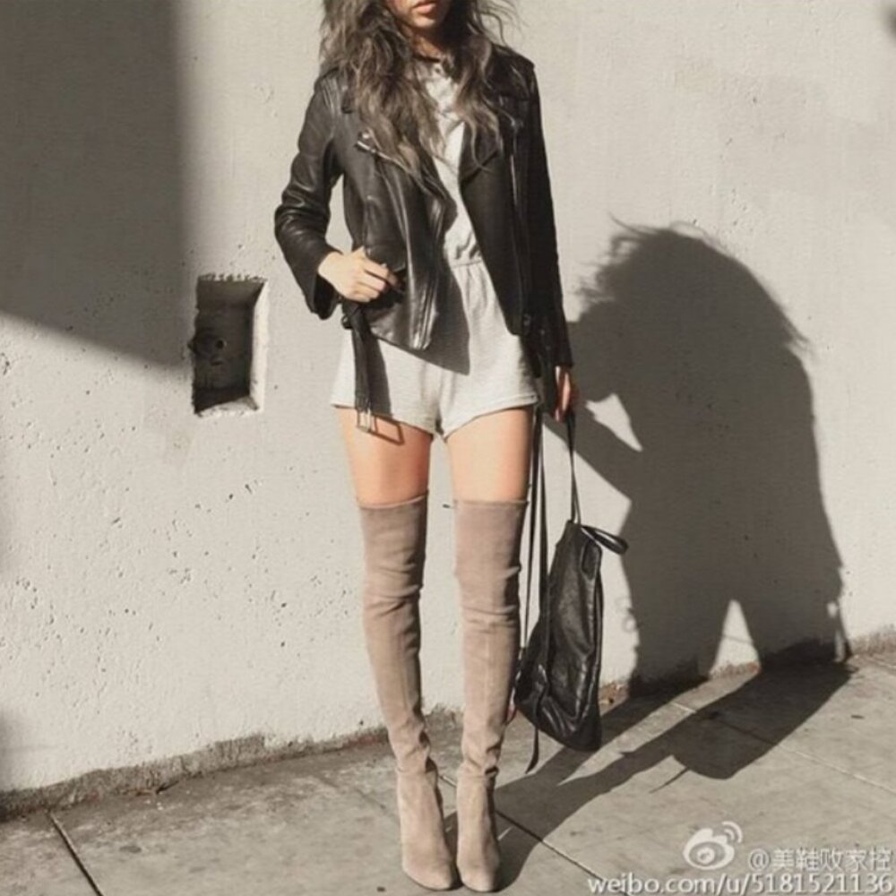 Stuart Weitzman Tiemodel Suede Over-the-knee Boots In Taupe - NWT/NIB